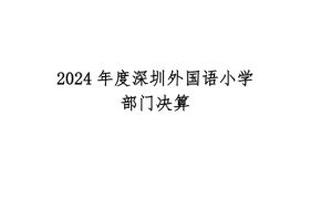 2024年度深圳外国语小学部门决算公告